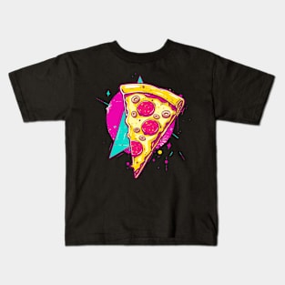 Neon Slice: Pop Art Pizza Delight Kids T-Shirt